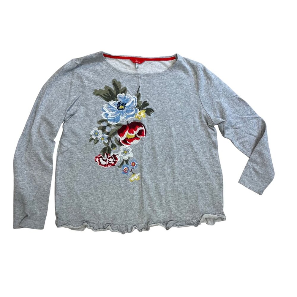 Joules Geraldine Top Women's Plus Size 16 Knit 100% Cotton Embroidered Floral
